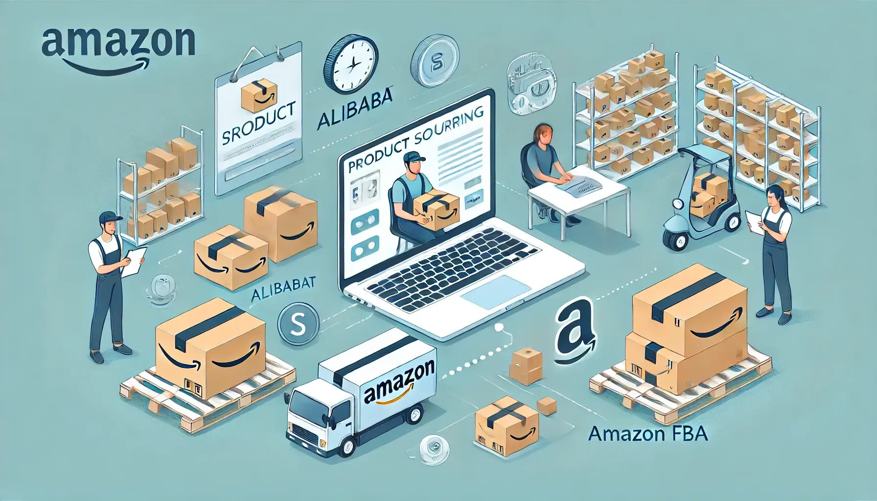 seller is using a laptop with platforms